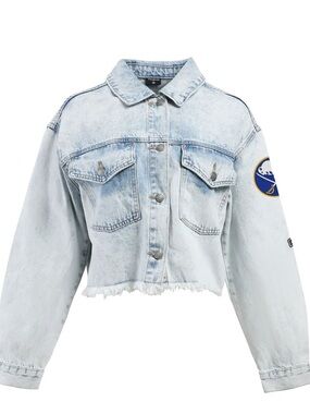 Hype and Vice Buffalo Sabres Cropped Denim Jacket- Sz. XS- NWT! $130